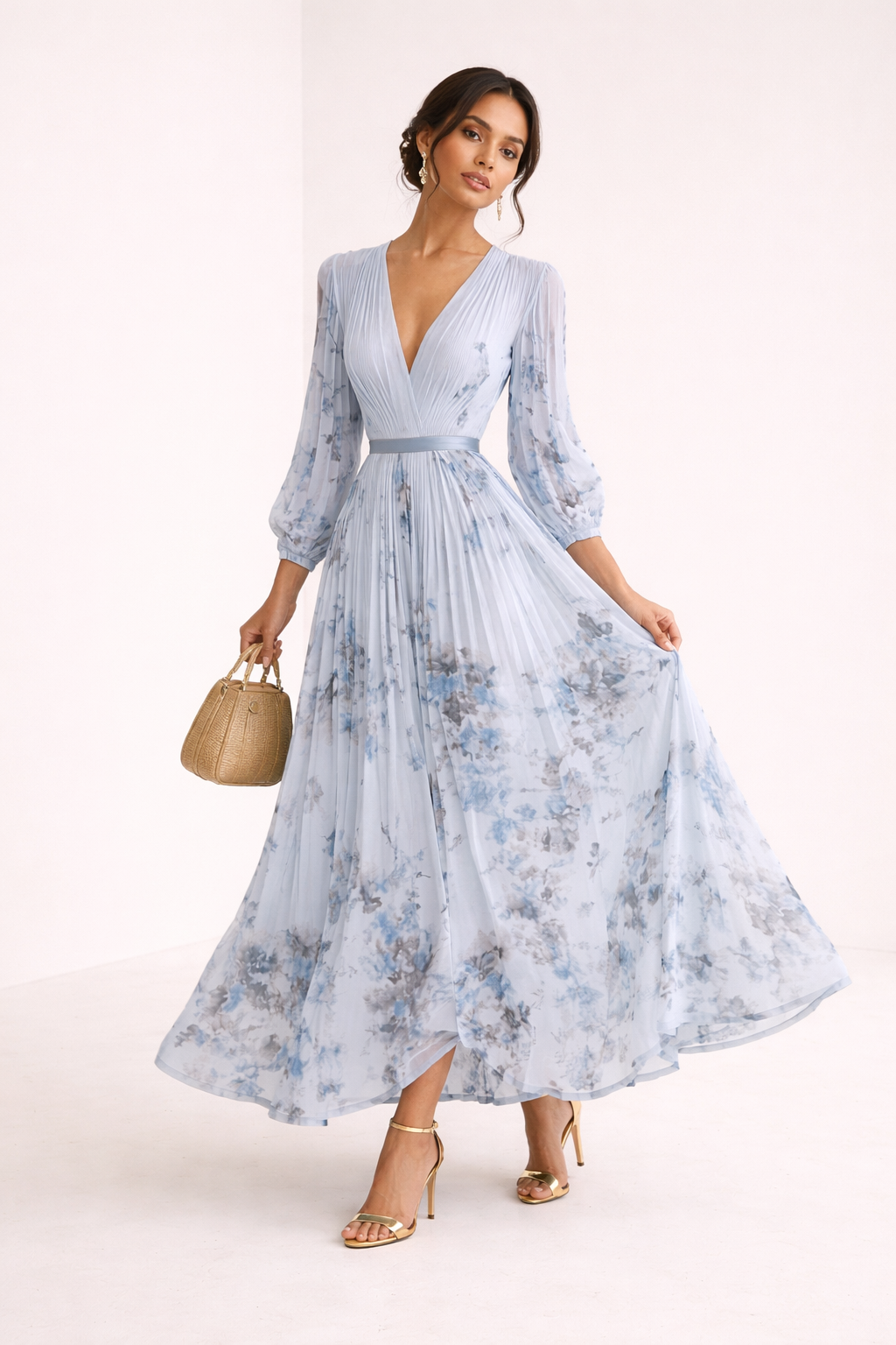 Vestido largo estampado floral de fiesta para mujer - Beatrice