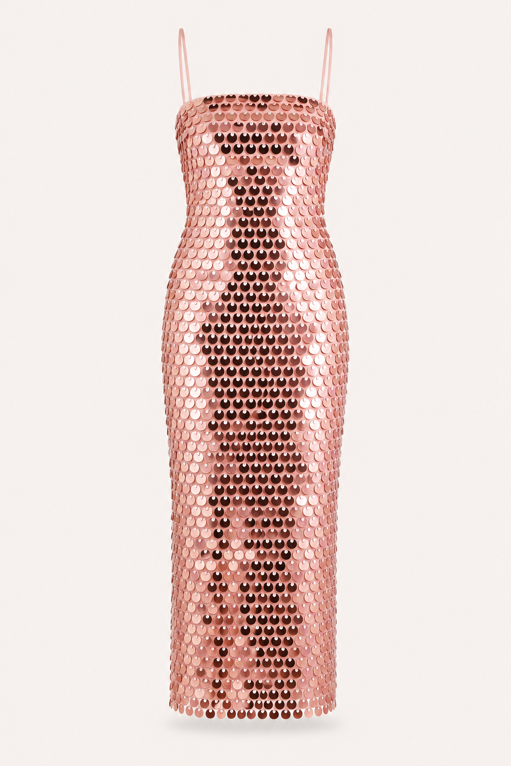 Vestido midi mujer cóctel lentejuelas tirantes finos silueta ceñida – Senta