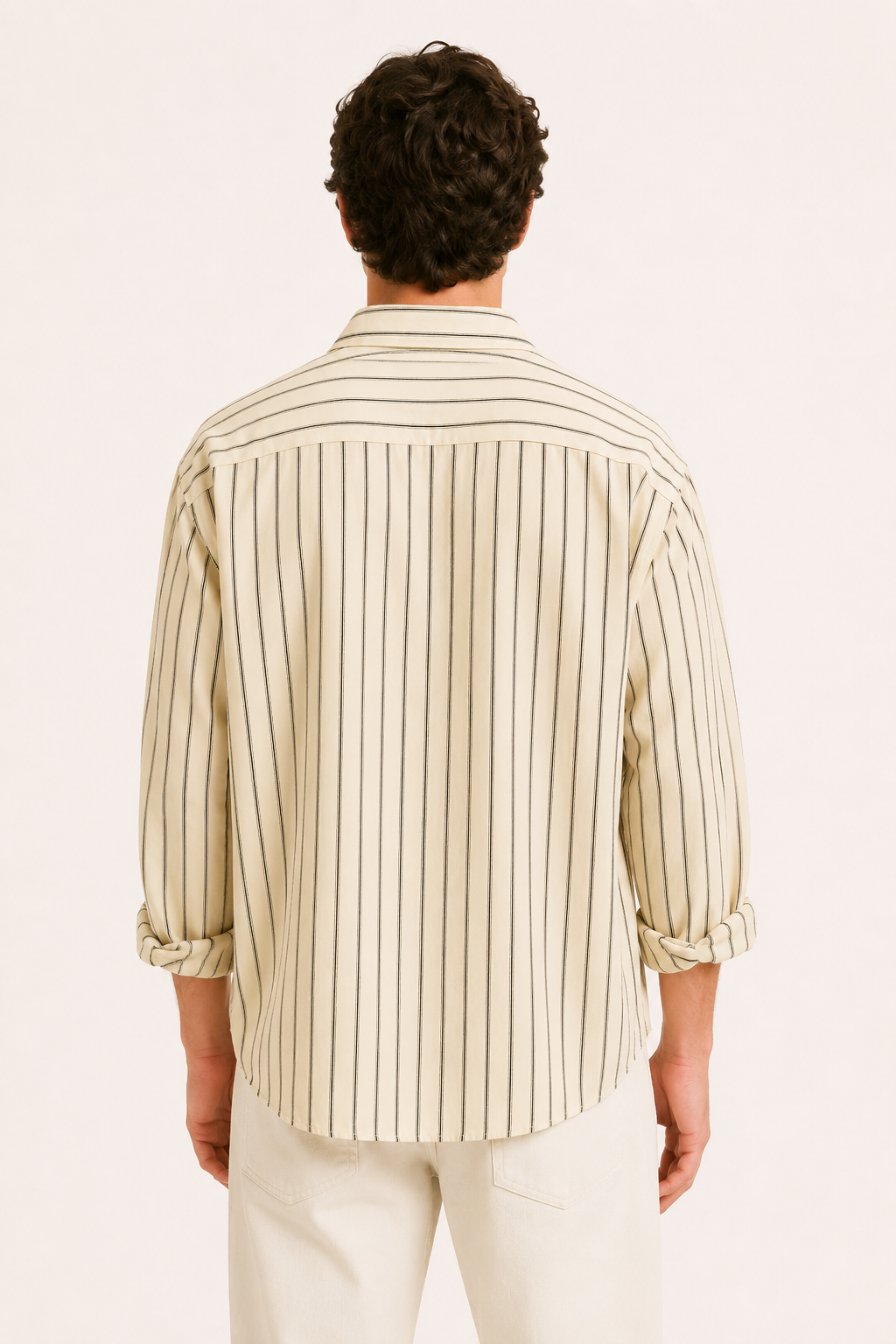 Camisa hombre rayas verticales manga larga bolsillo oversize – Matías