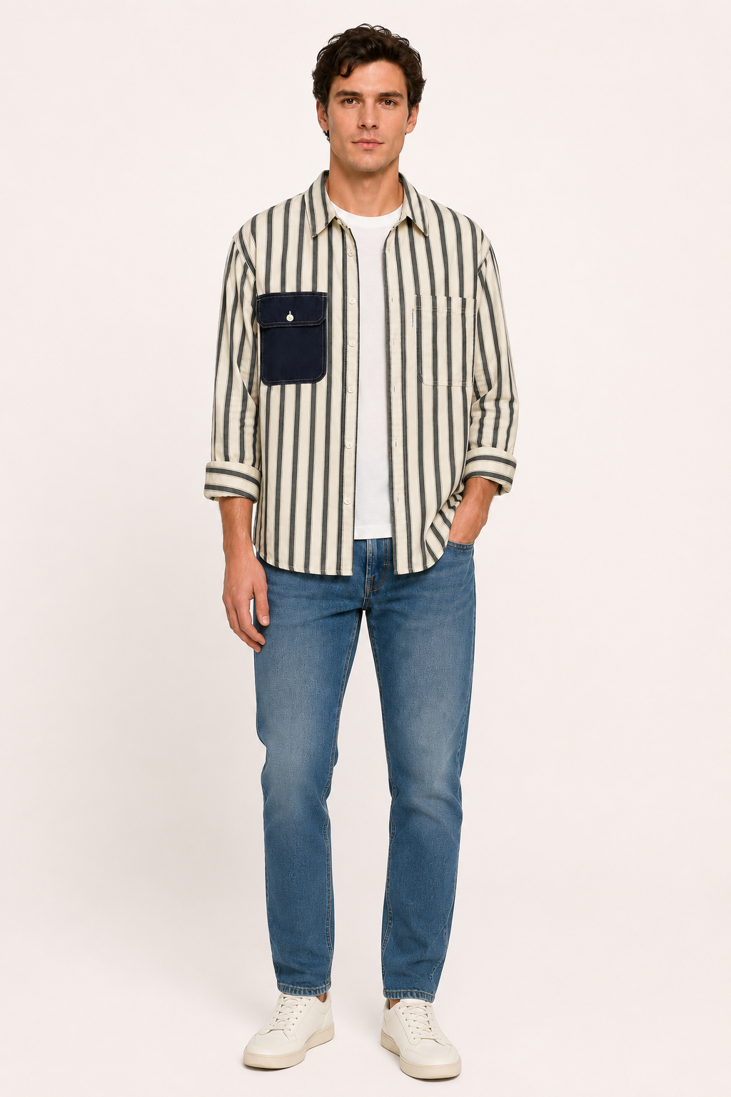 Camisa hombre rayas estilo old money bolsillo contraste verano – Bastian