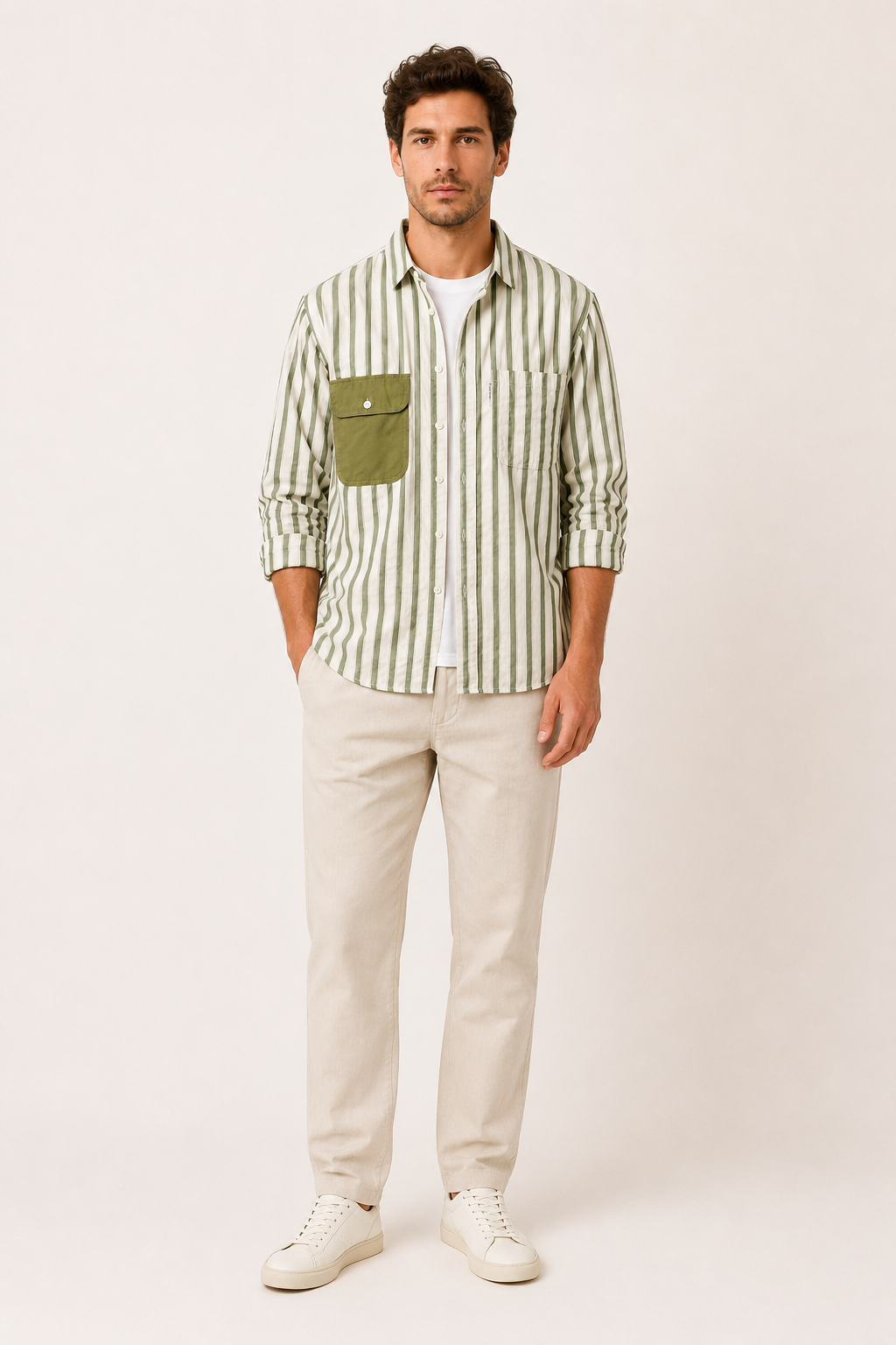Camisa hombre rayas estilo old money bolsillo contraste verano – Bastian