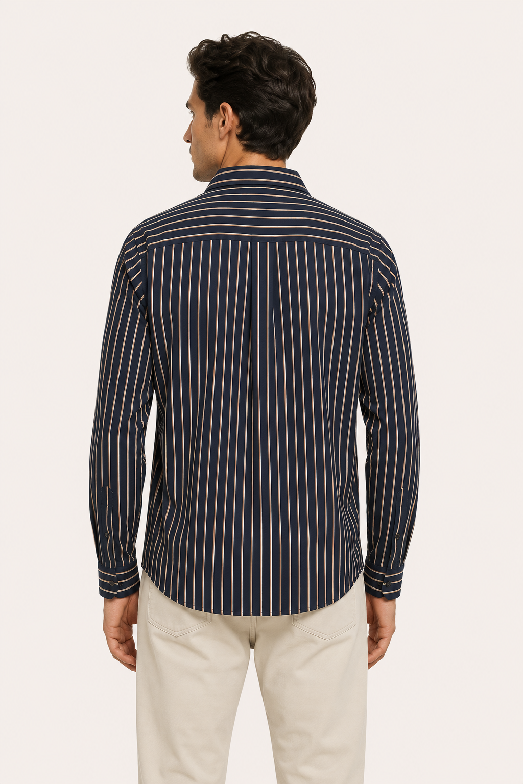 Camisa hombre estilo mediterráneo rayas manga larga bolsillos casual – Kilian