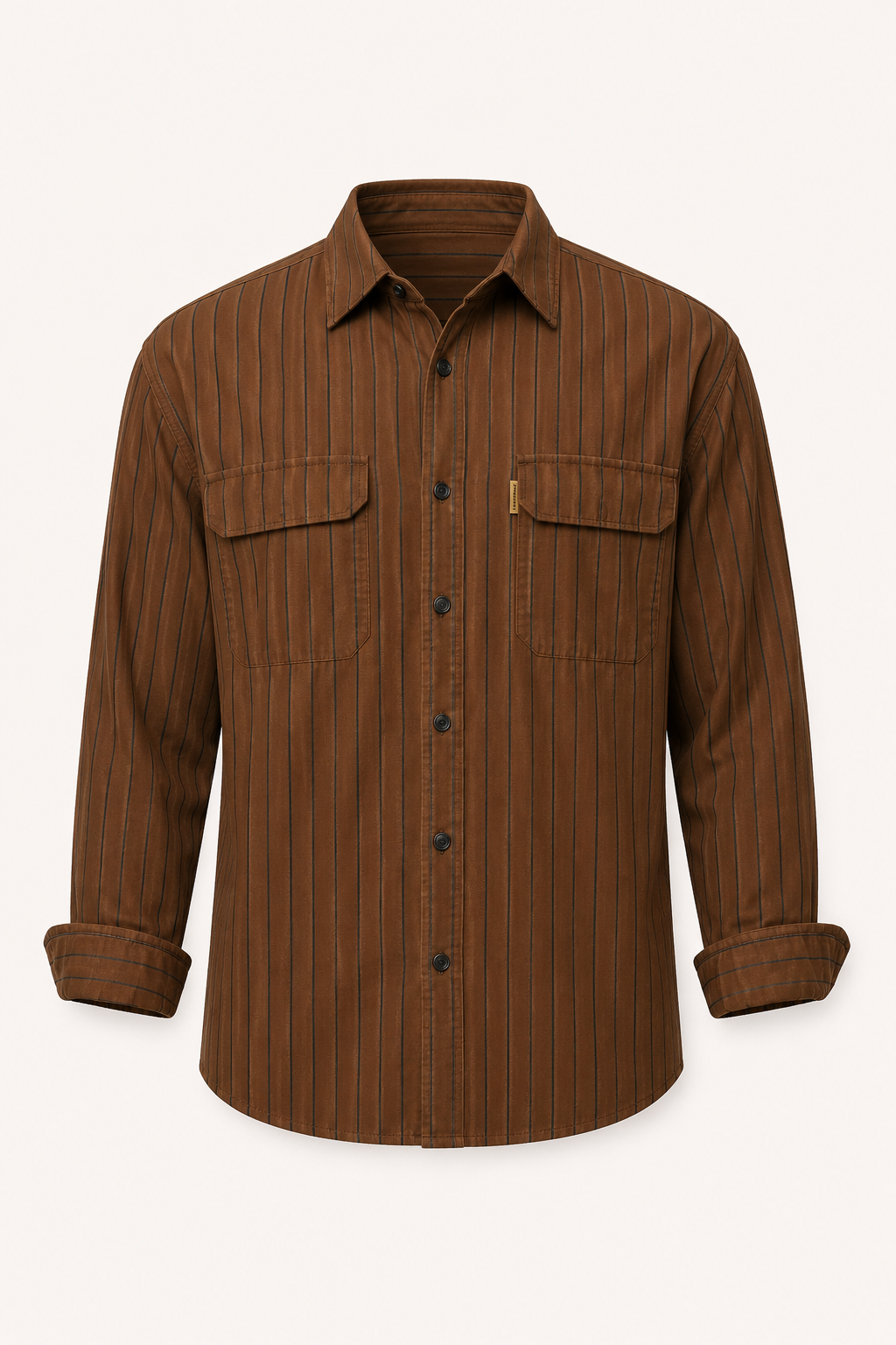 Camisa hombre estilo mediterráneo rayas manga larga bolsillos casual – Kilian