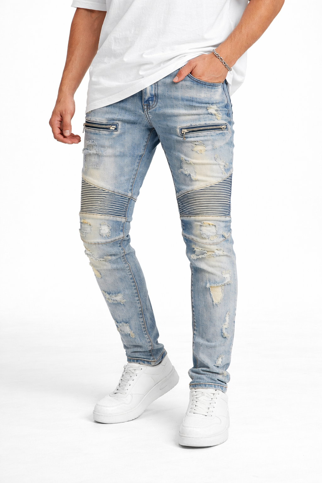Pantalones vaqueros biker ajustados para hombre - Yrvar