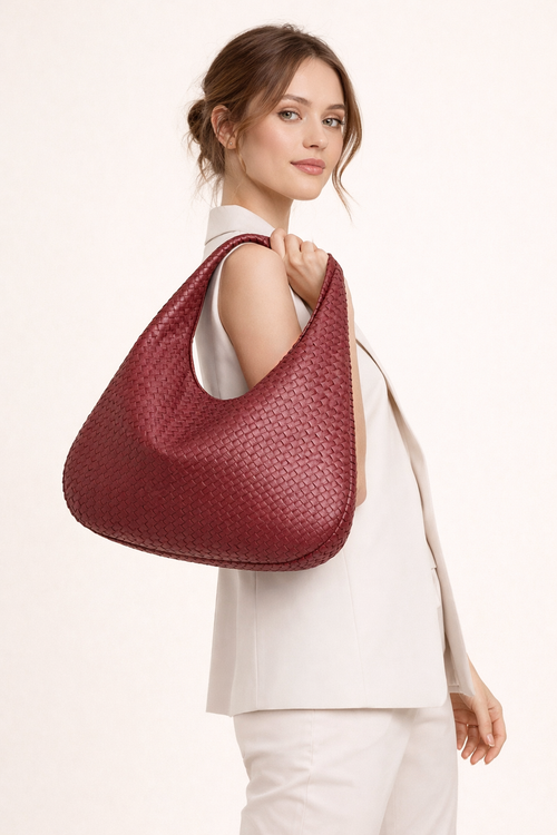 Bolso hobo trenzado grande de hombro para mujer
