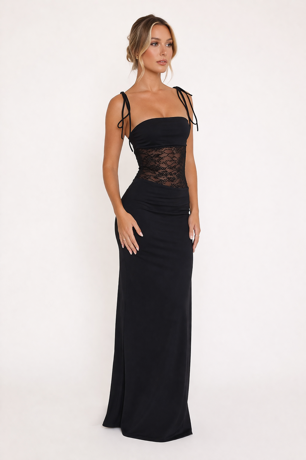 Vestido largo con encaje para fiesta para mujer - Rina