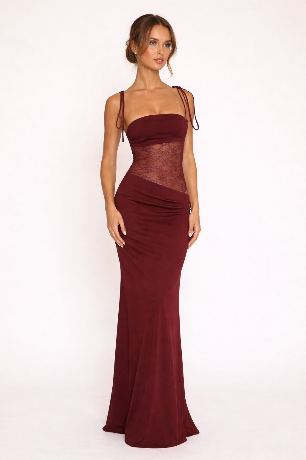 Vestido largo con encaje para fiesta para mujer - Rina