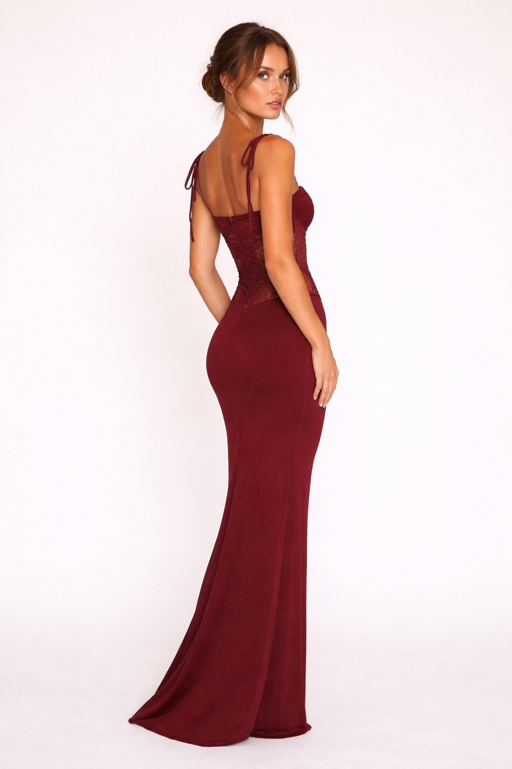 Vestido largo con encaje para fiesta para mujer - Rina