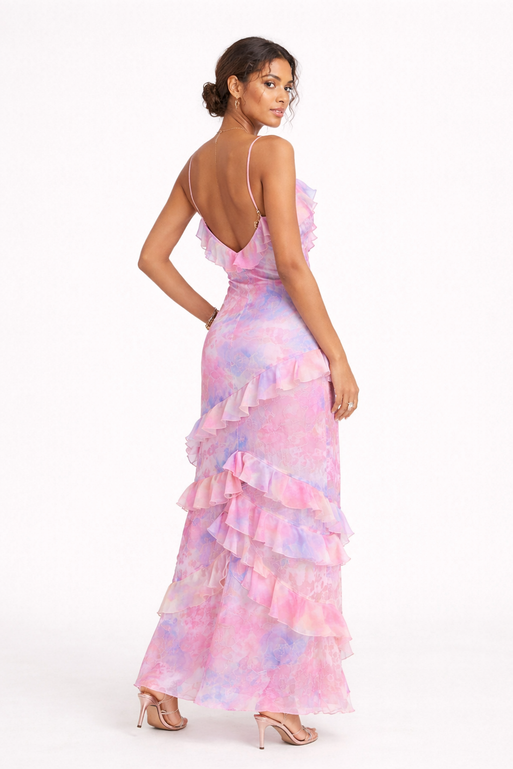 Vestido largo con volantes para fiesta para mujer - Felinge