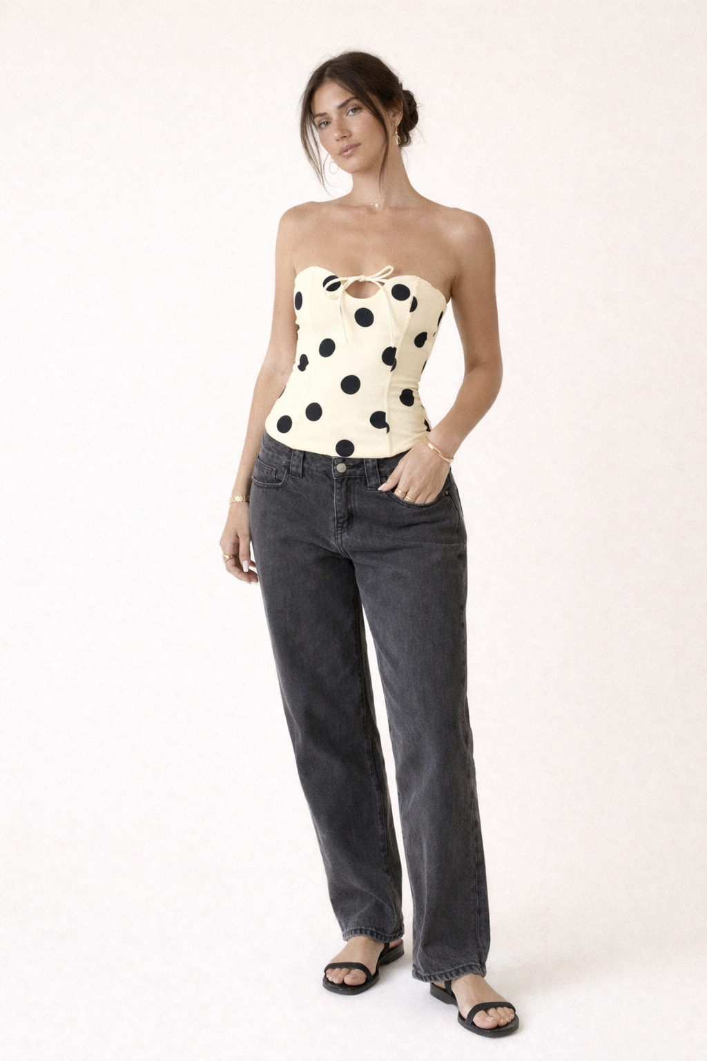 Top corsé de lunares fiesta para mujer - Elina