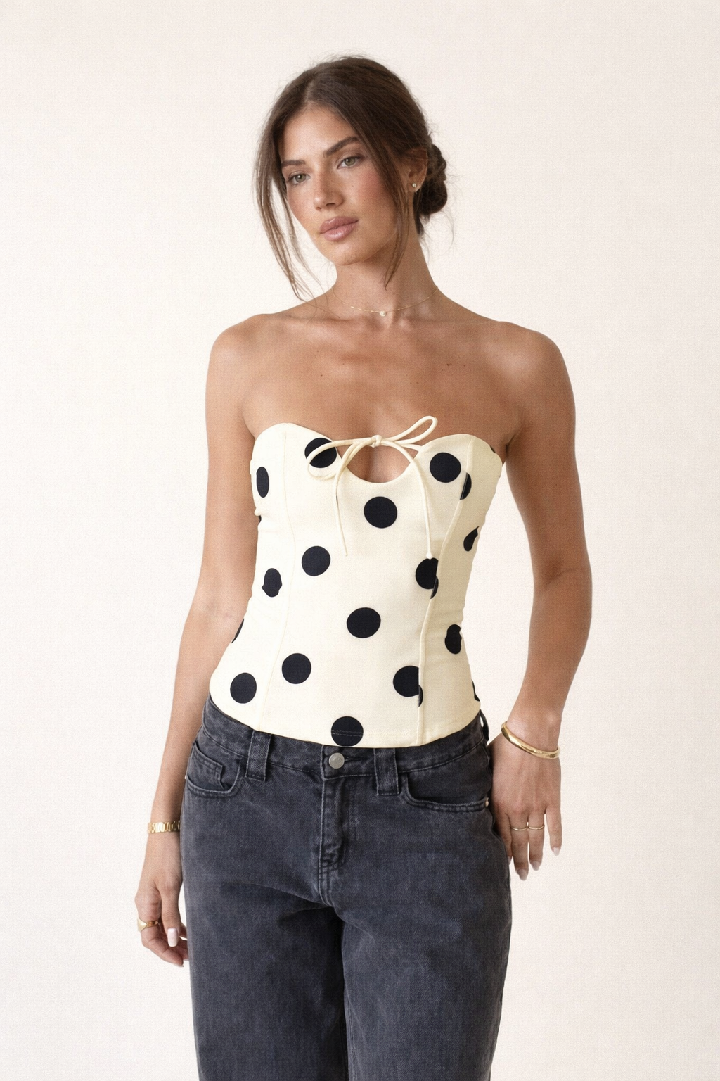 Top corsé de lunares fiesta para mujer - Elina