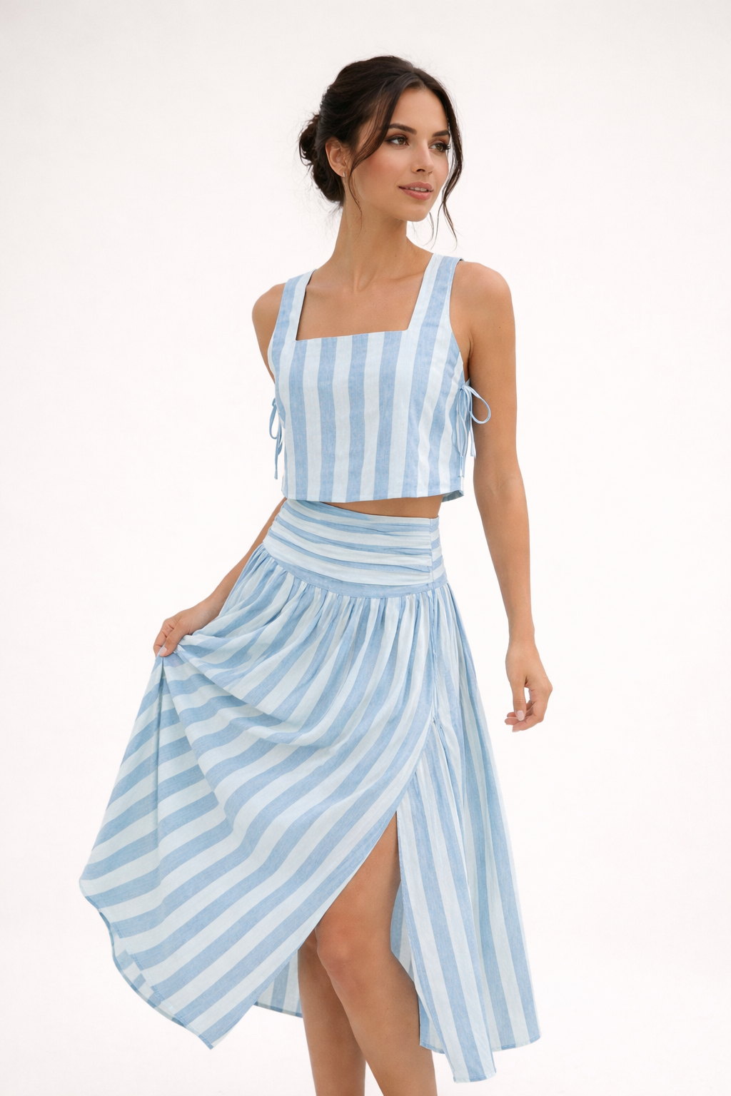 Conjunto de top y falda de rayas verano para mujer - Selma