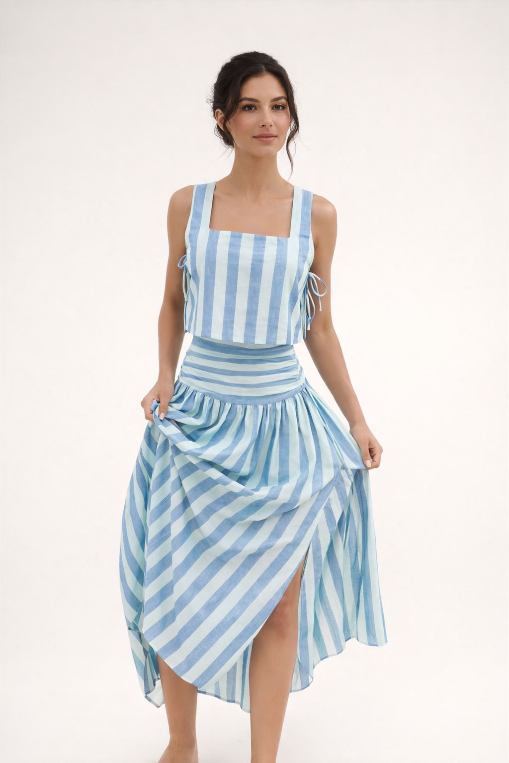 Conjunto de top y falda de rayas verano para mujer - Selma