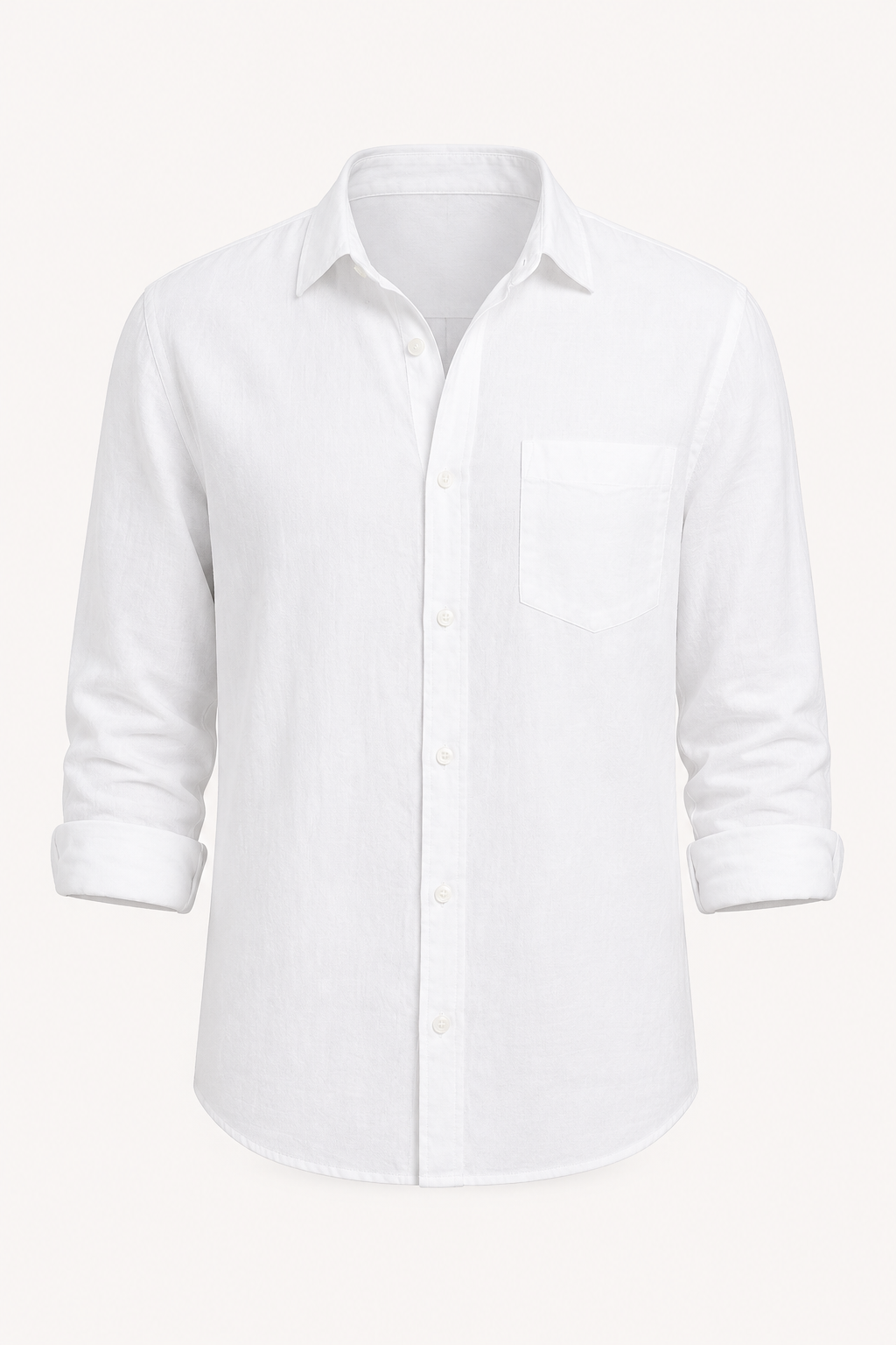 Camisa lino hombre manga larga bolsillo cuello camisero casual – Emil