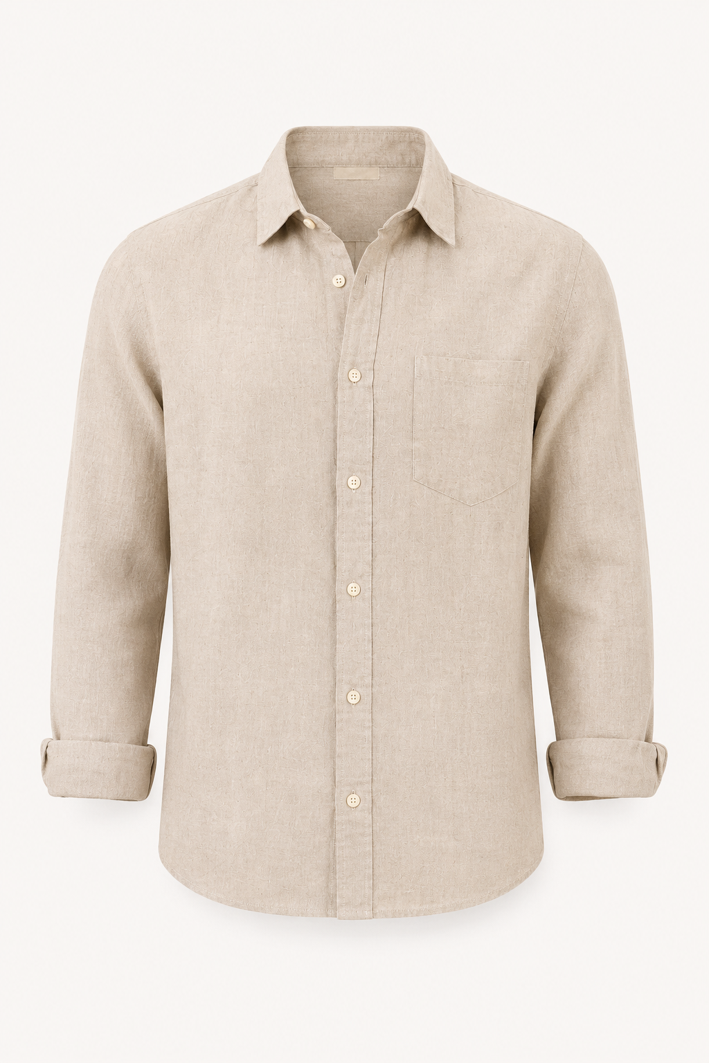 Camisa lino hombre manga larga bolsillo cuello camisero casual – Emil
