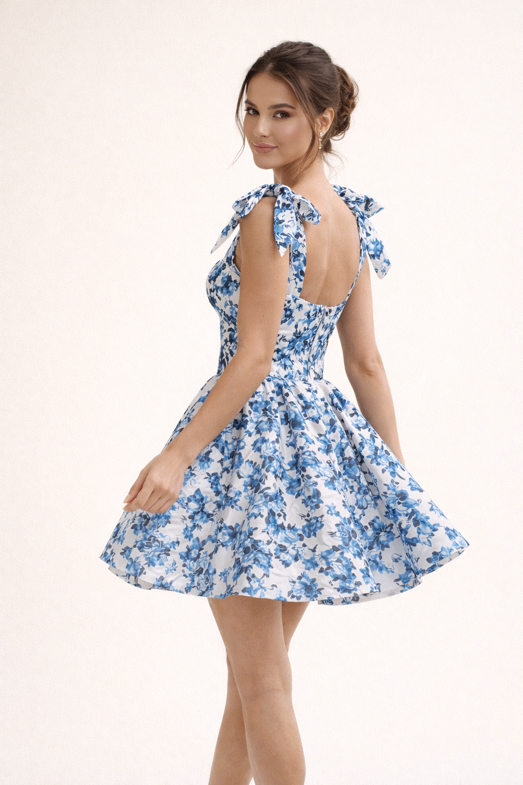 Vestido corto floral con tirantes de lazo para mujer - Ottilie