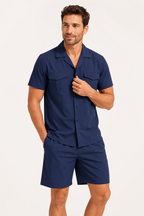 Conjunto camisa short hombre doble bolsillo cuello abierto – Matthis