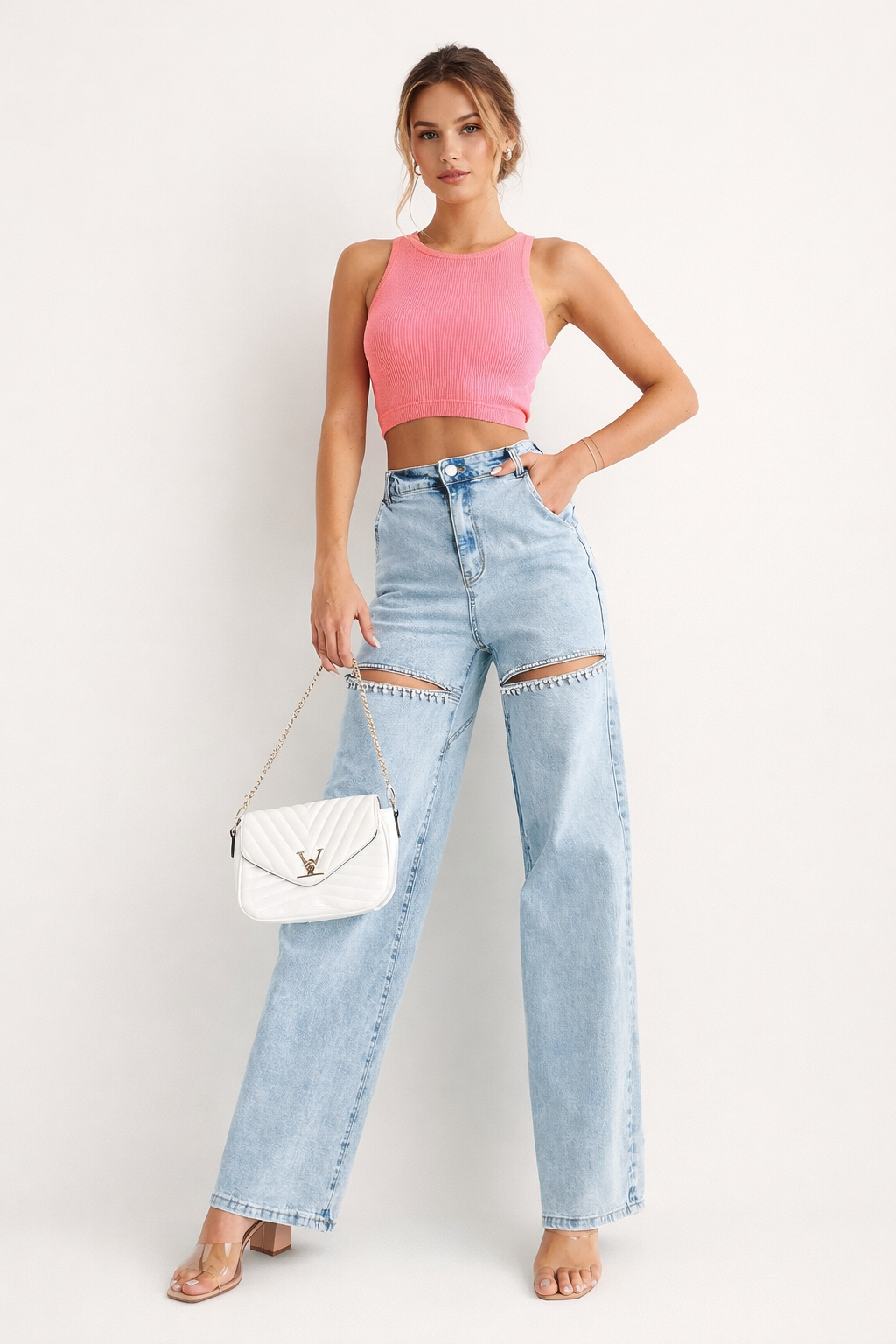 Pantalón acampanado de tiro alto para mujer - Emilia