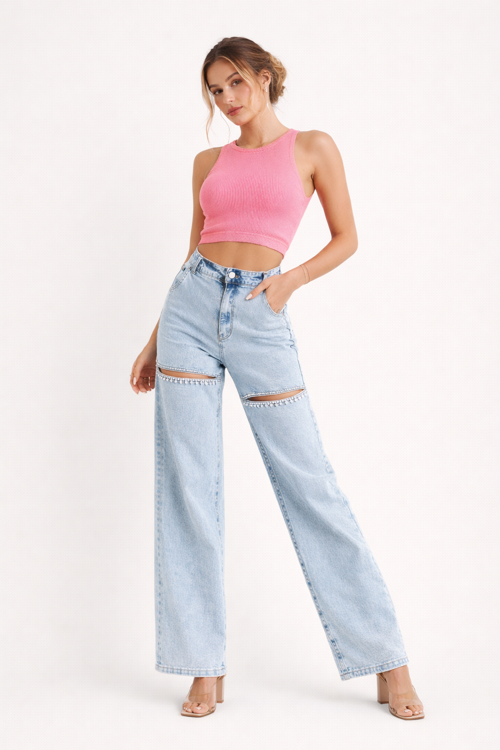 Pantalón acampanado de tiro alto para mujer - Emilia