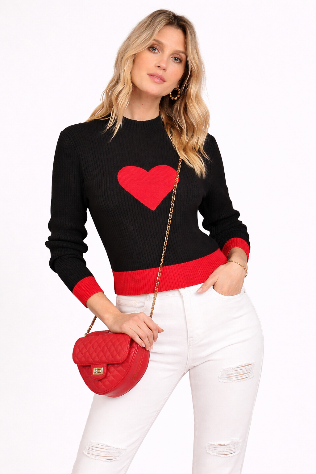 Suéter de punto para mujer corazón central - Liis