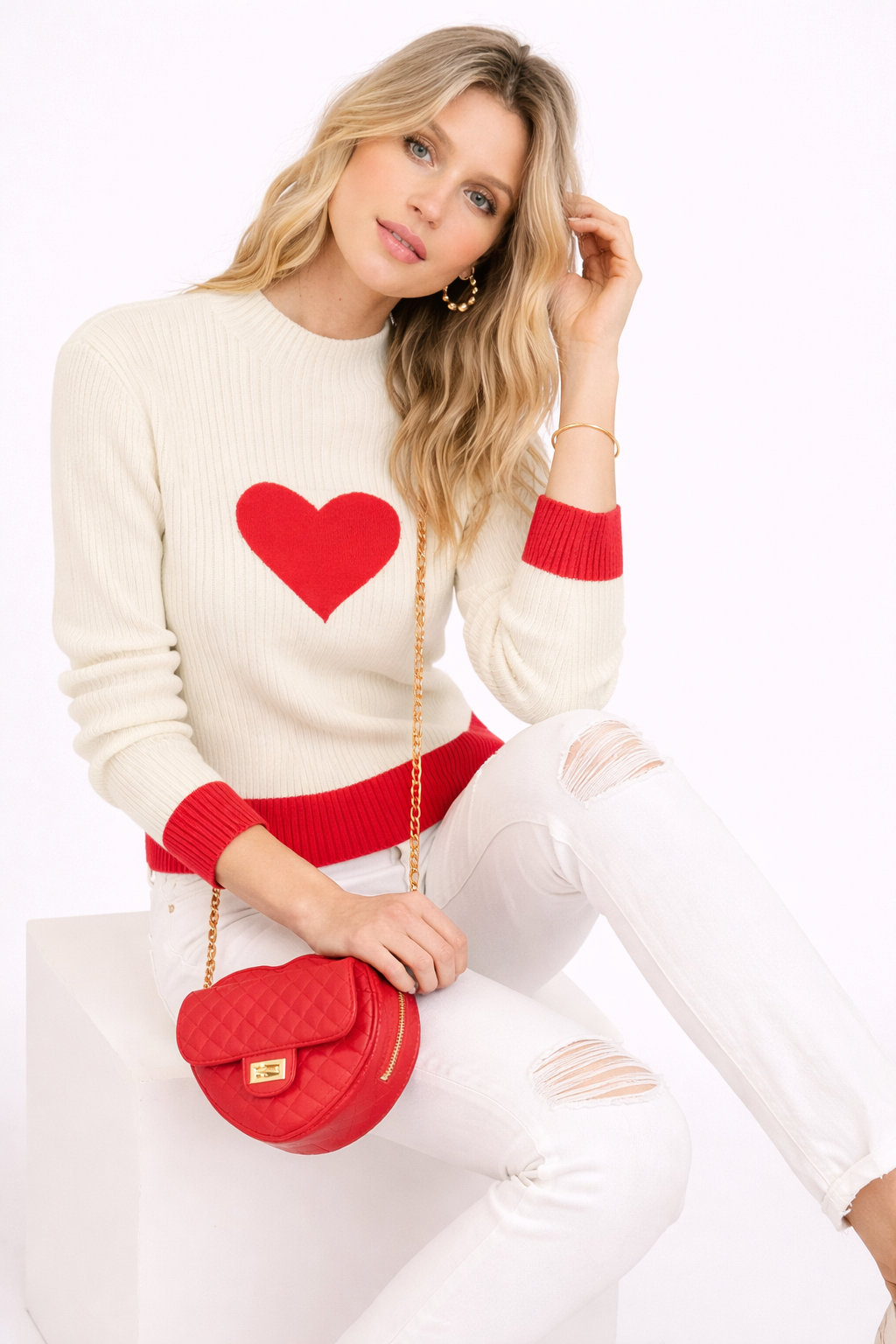 Suéter de punto para mujer corazón central - Liis