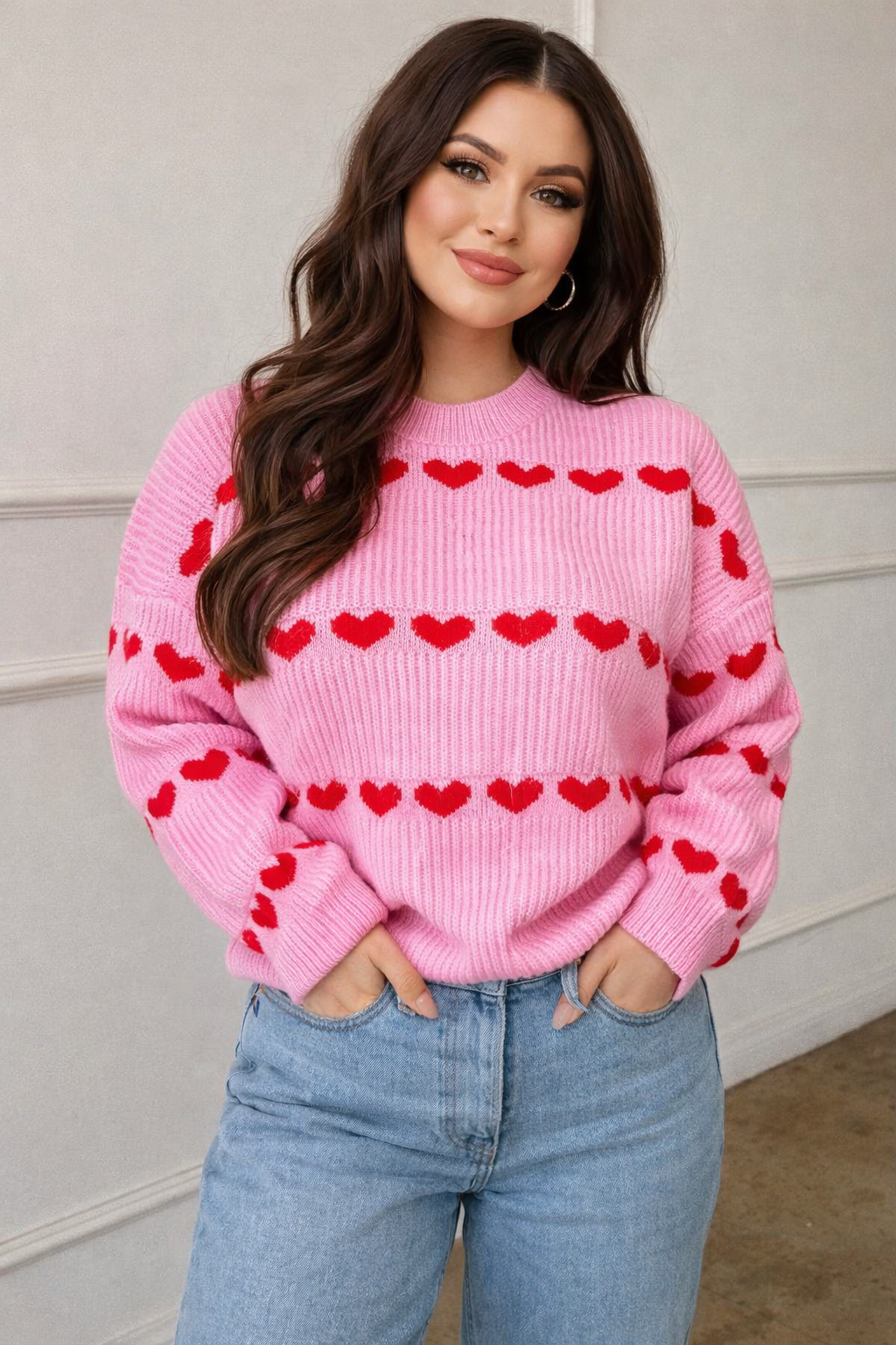 Suéter de punto para mujer estampado corazón - Eydís