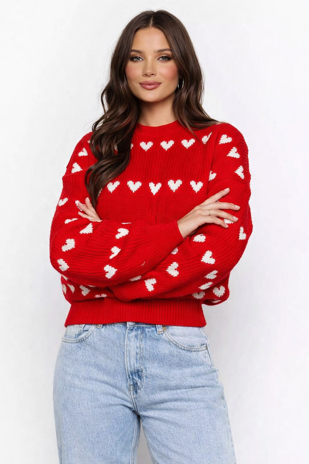 Suéter de punto para mujer estampado corazón - Eydís