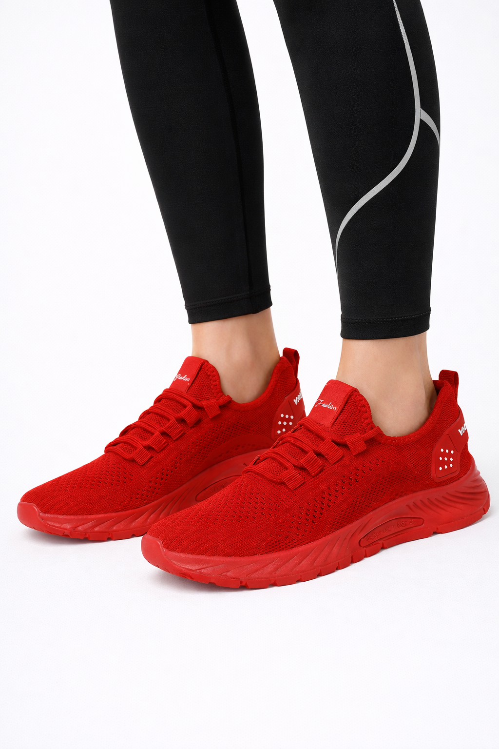 Tenis deportivos de tejido knit elástico para mujer - Sajeale
