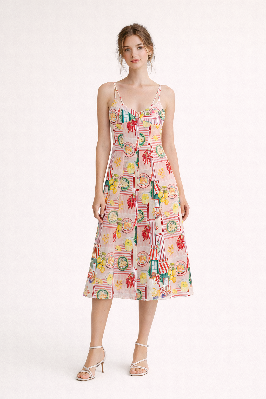 Vestido midi para mujer estampado artístico de primavera - Bianca