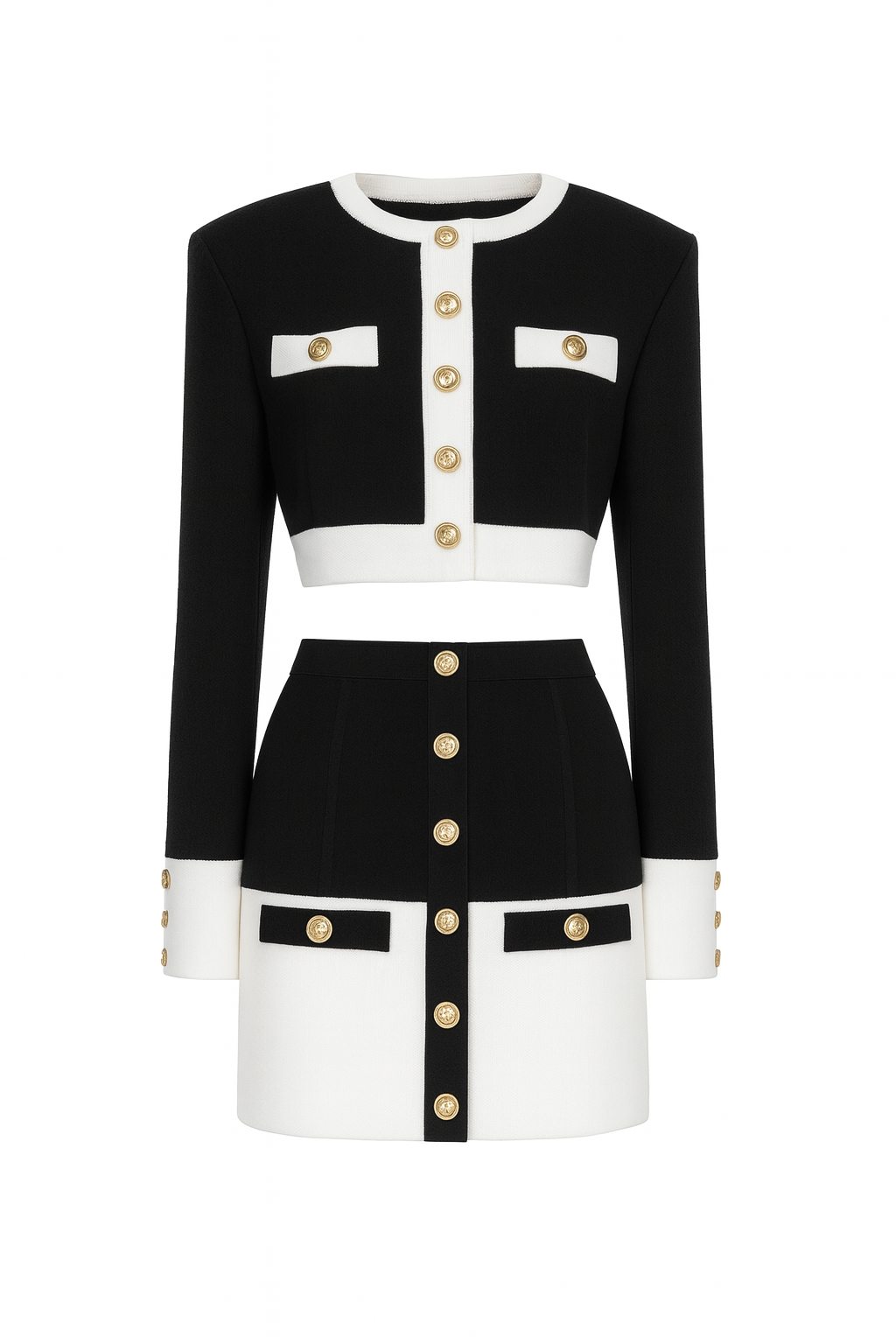 Conjunto de falda y chaqueta corta de punto estructurado - Roxane