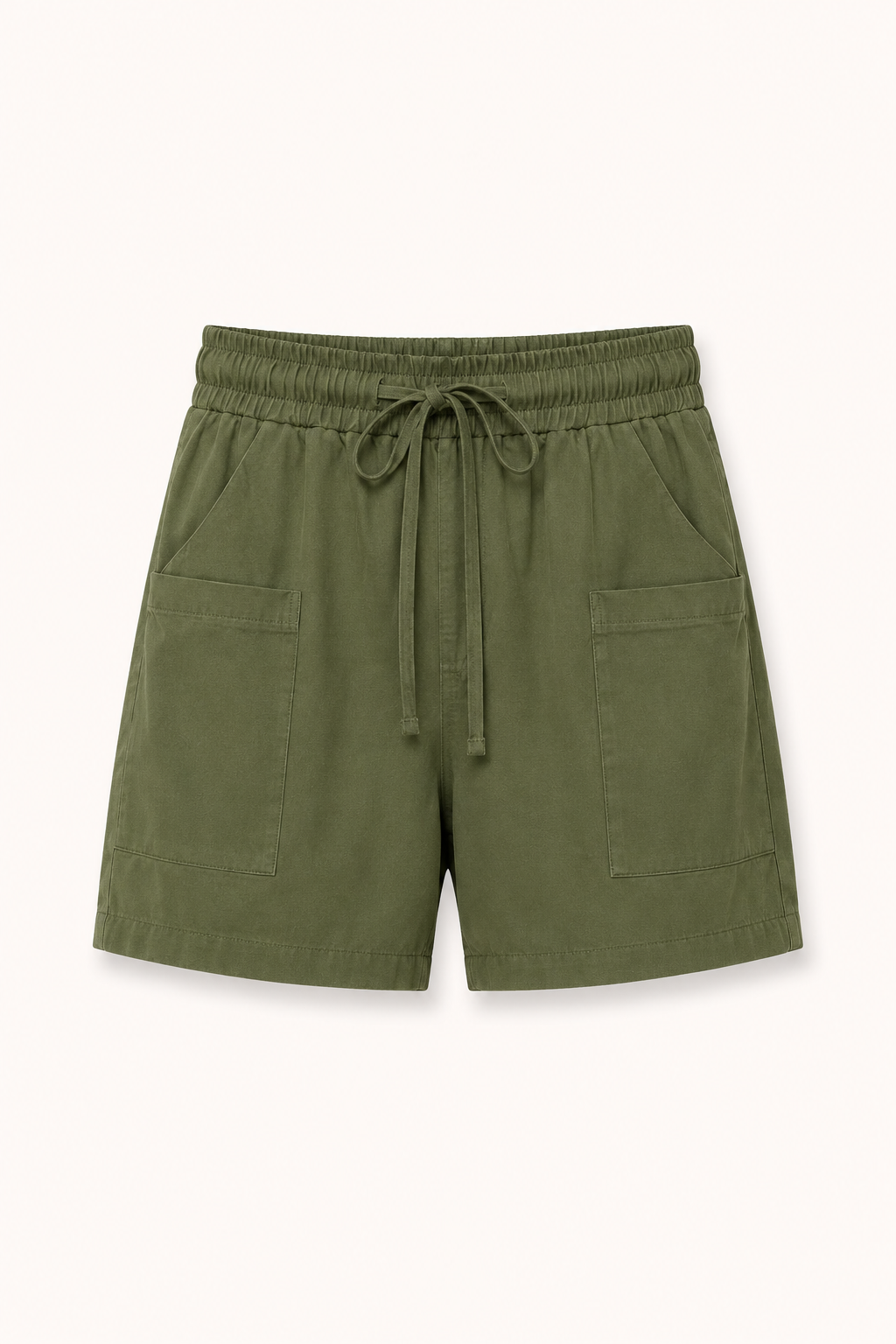 Short cintura elástica mujer lazo bolsillos frontales parche – Lanni