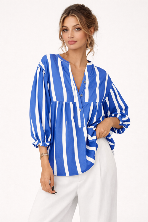Blusa de rayas con manga amplia para mujer - Elena