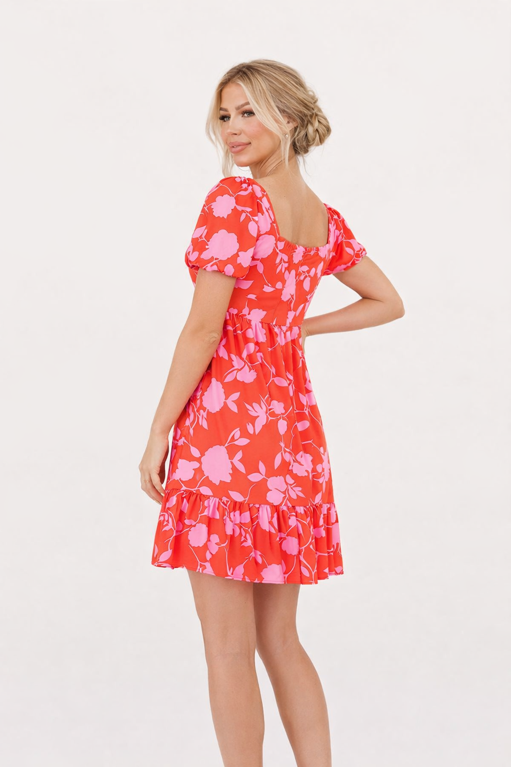 Vestido corto de primavera con estampado floral para mujer - Valeria