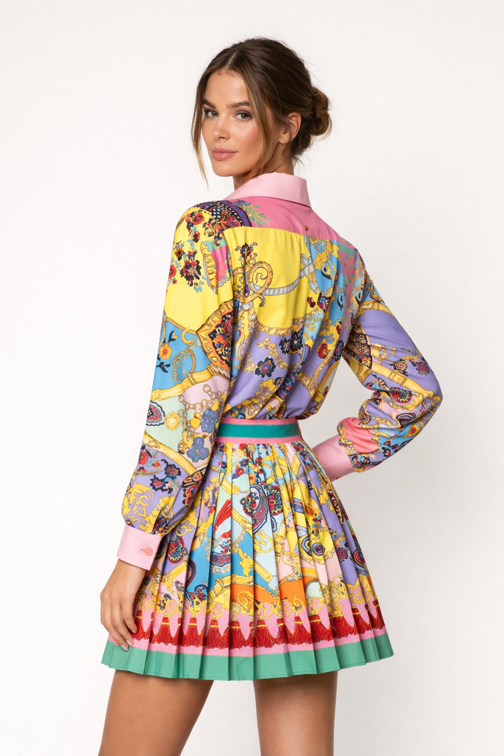 Conjunto estampado con falda plisada para mujer - Bianca