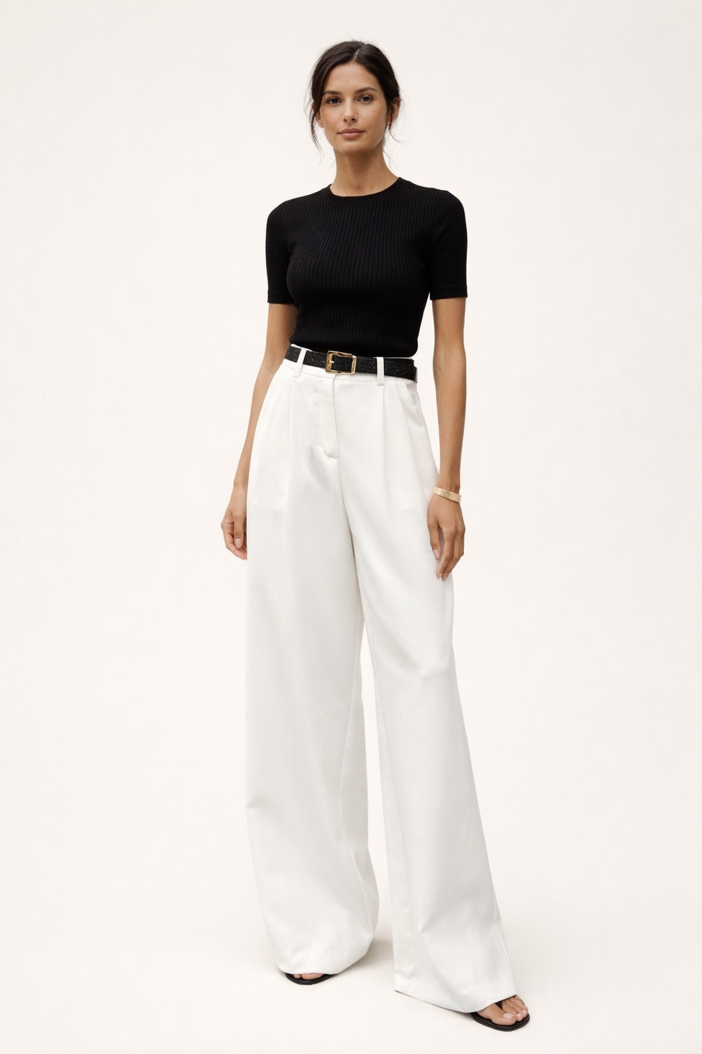 Pantalón de pierna ancha con cintura alta para mujer - Victoria