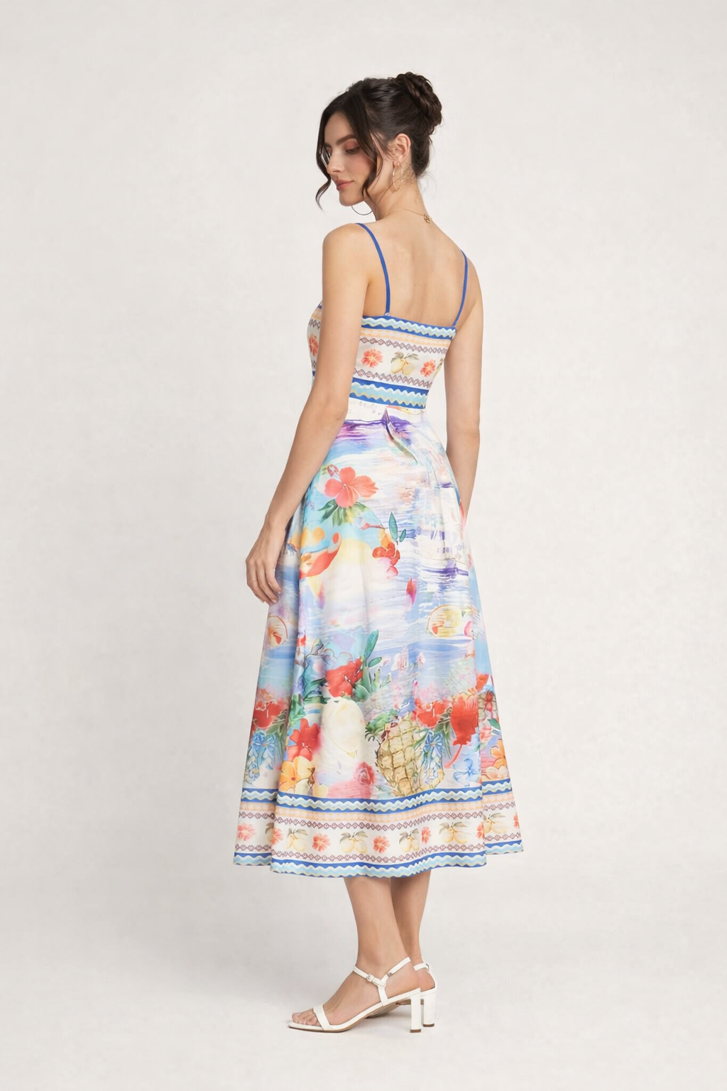 Vestido midi para mujer estampado floral primavera verano - Mirela