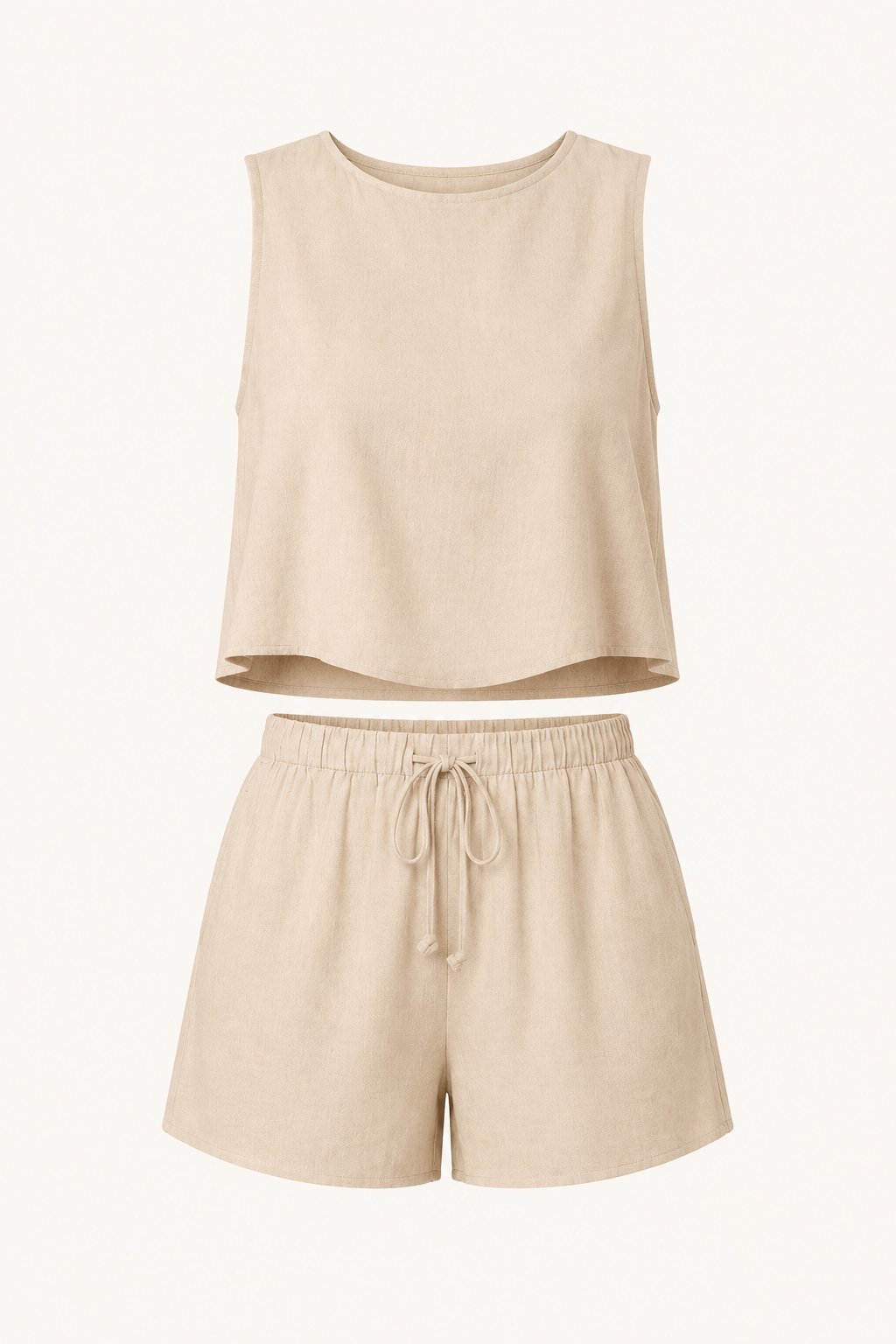 Conjunto mujer verano top sin mangas short cintura elástica cordón – Anika
