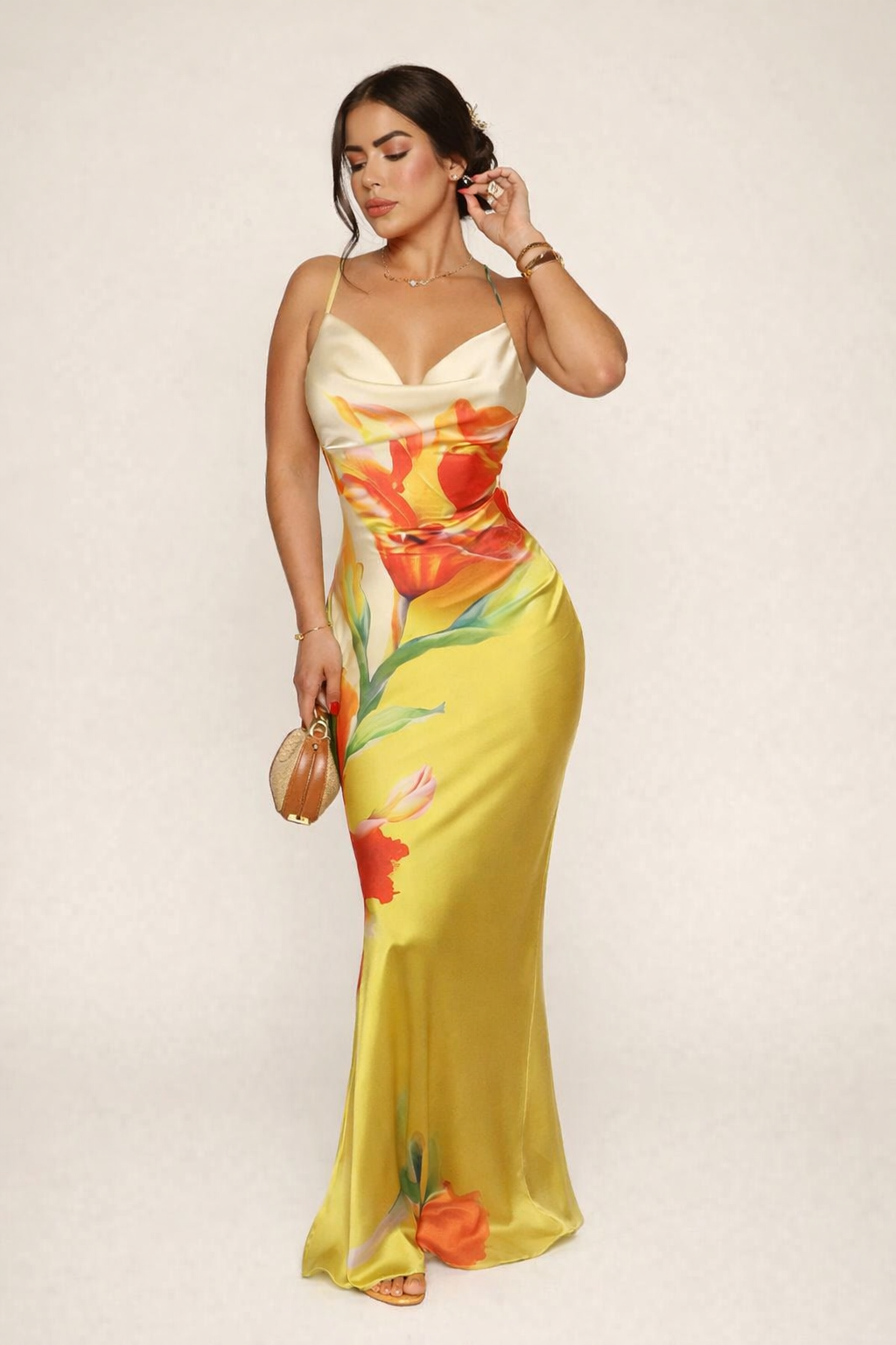 Vestido largo estampado floral con tirantes para mujer - Anneliese