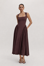 Vestido midi escote cuadrado para mujer - Brigitte
