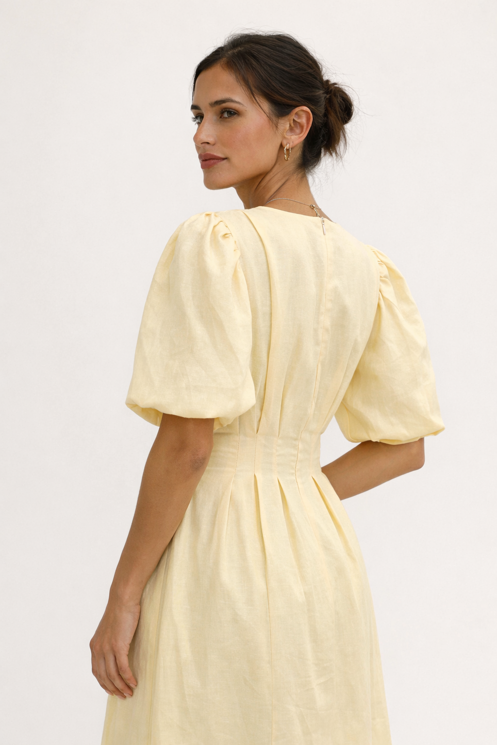 Vestido midi manga abullonada para mujer - Frieda