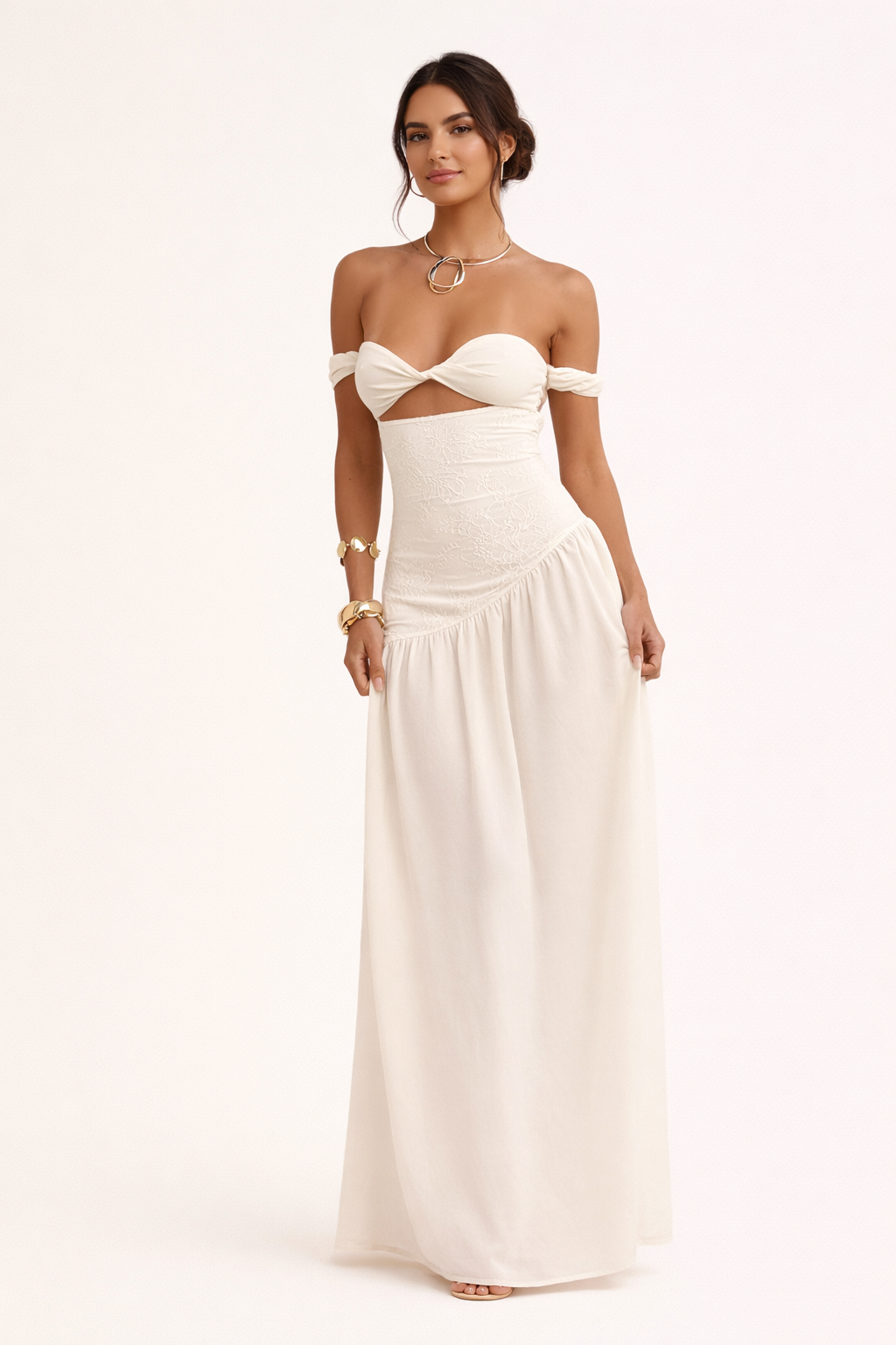 Vestido maxi abertura frontal para mujer - Helga