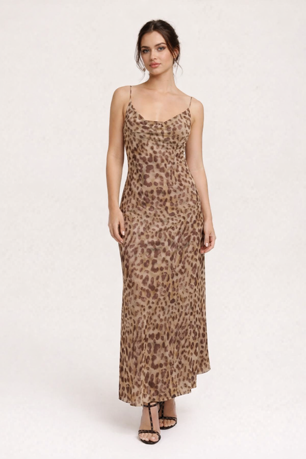 Vestido maxi estampado leopardo para mujer - Brunhilde