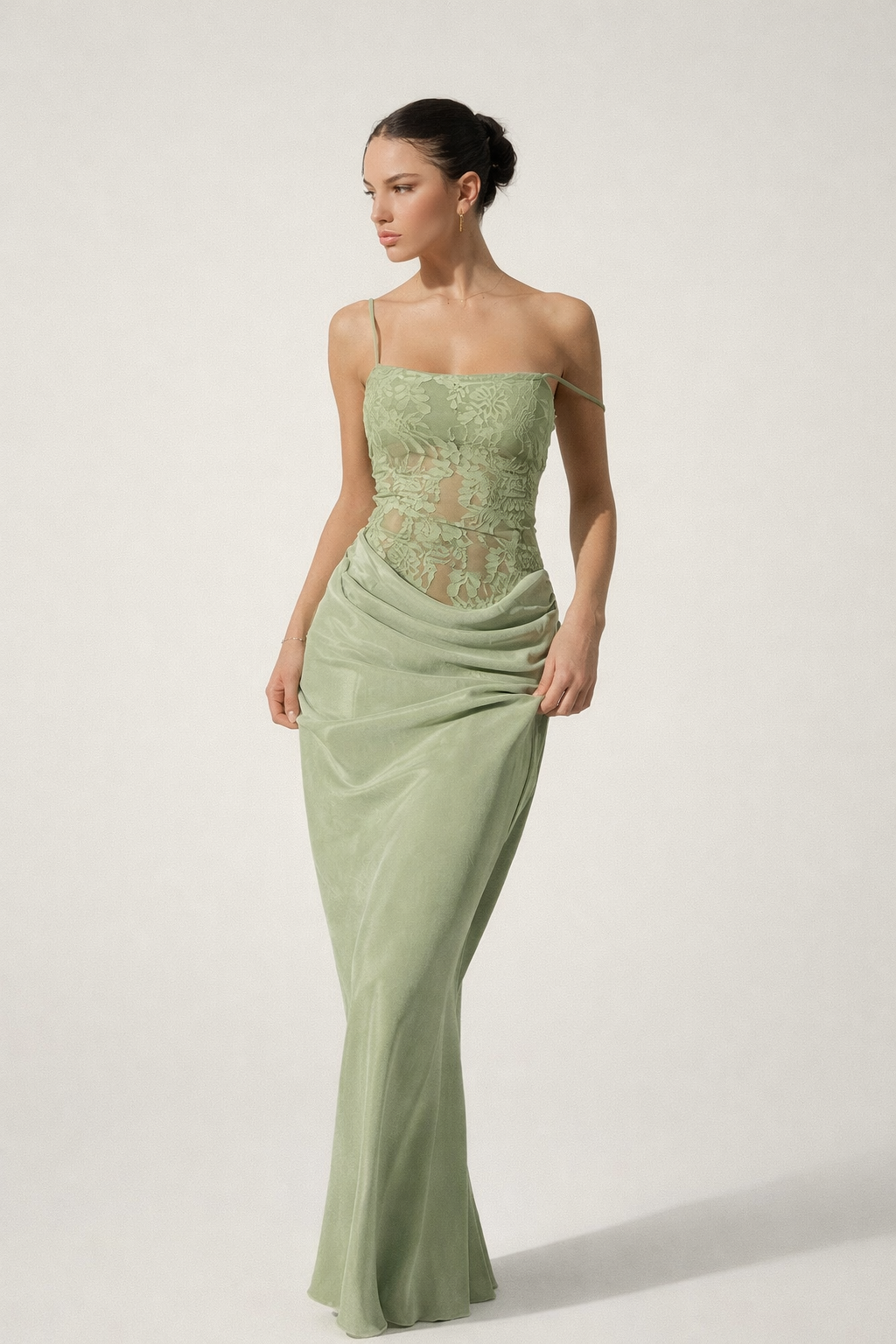 Vestido maxi encaje floral para mujer - Lina