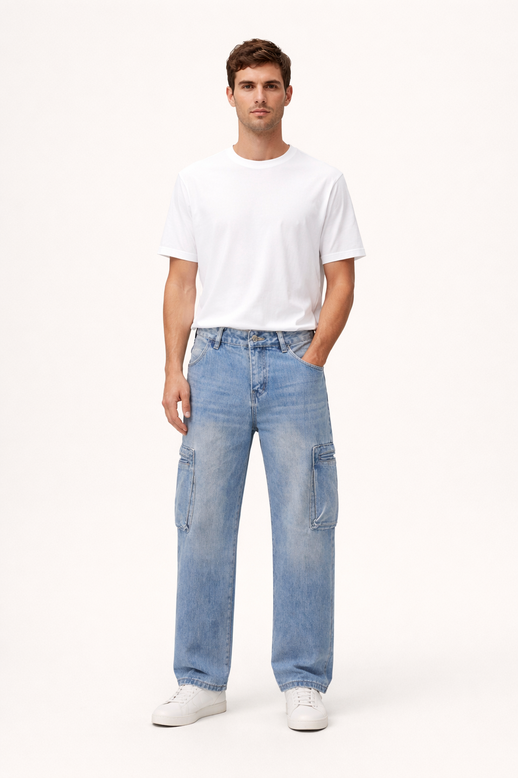 Jeans cargo rectos utilitarios para hombre - Falko
