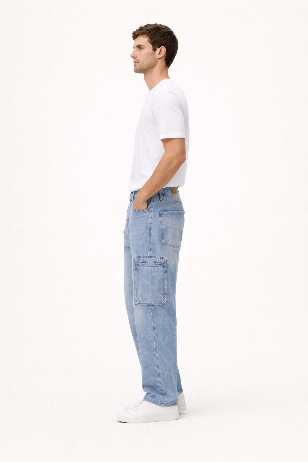Jeans cargo rectos utilitarios para hombre - Falko