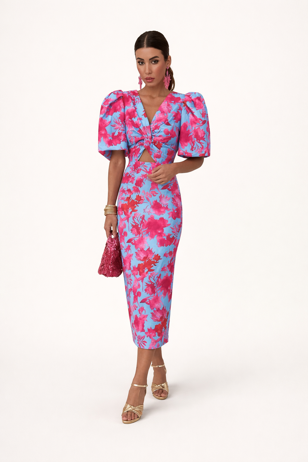 Vestido midi estampado floral para mujer - Amely