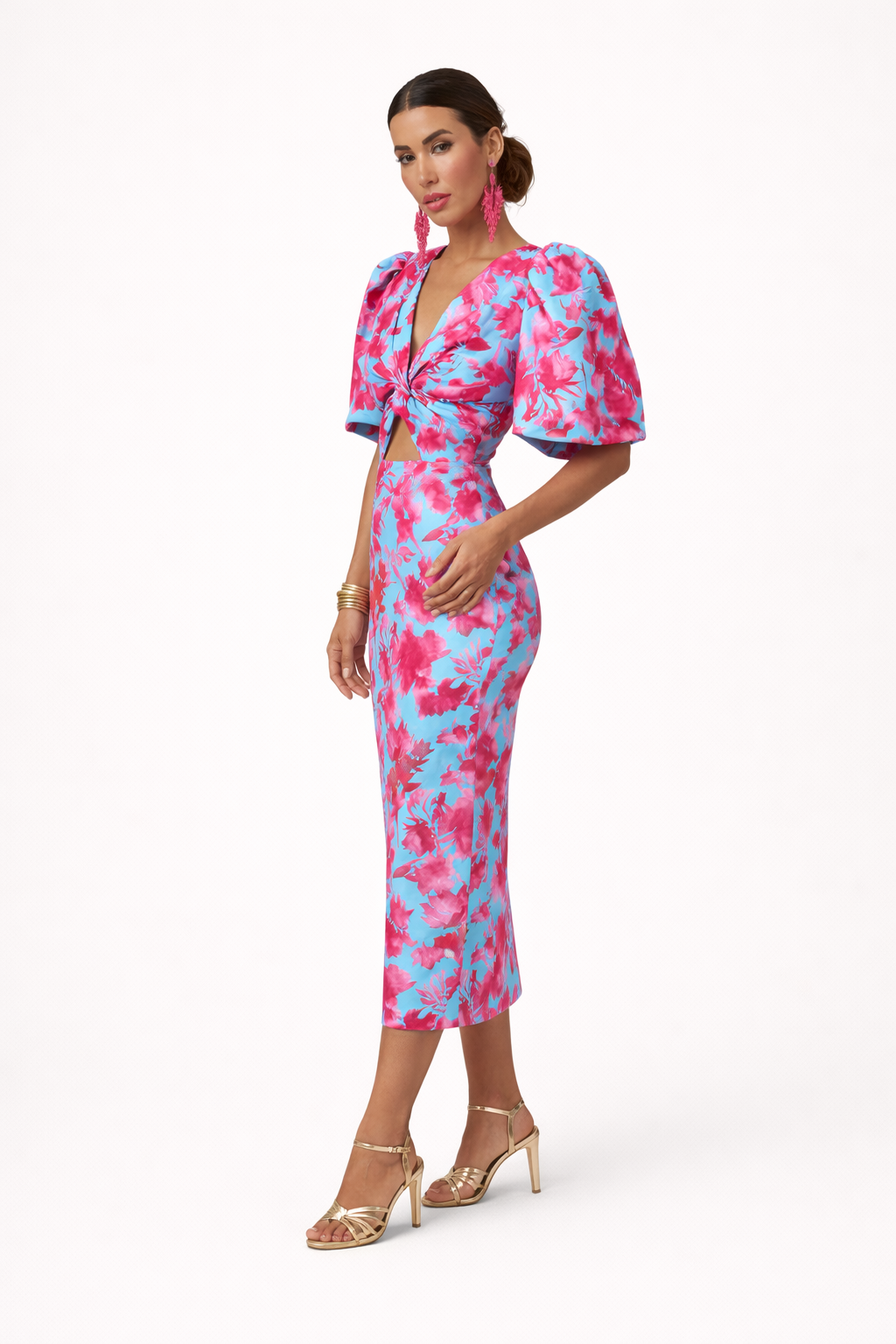 Vestido midi estampado floral para mujer - Amely