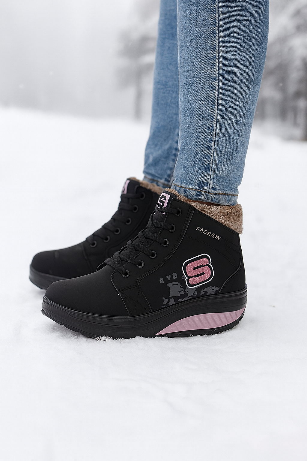 Botines para mujer interior afelpado con suela elevada - Yuren