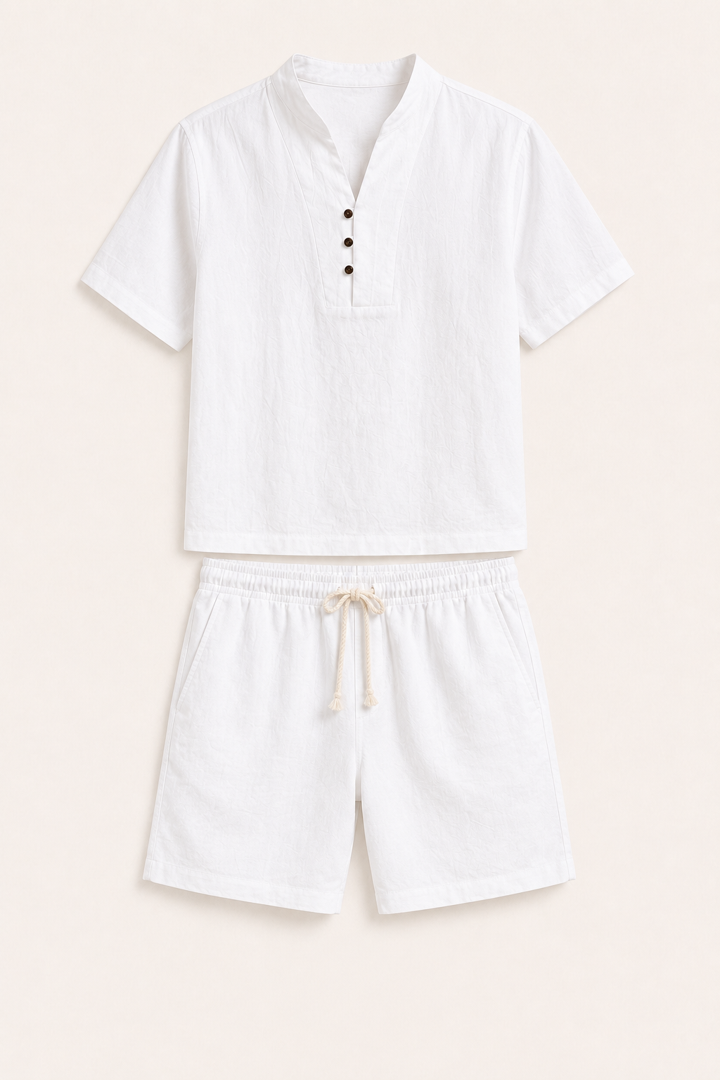 Conjunto hombre lino algodón camisa cuello mao short – Armin