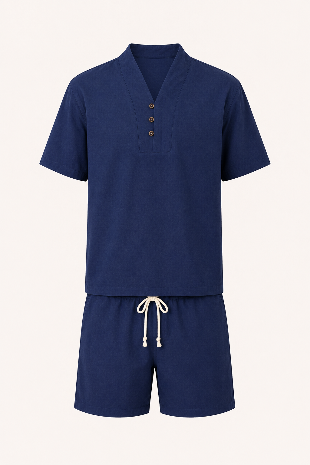 Conjunto hombre lino algodón camisa cuello mao short – Armin